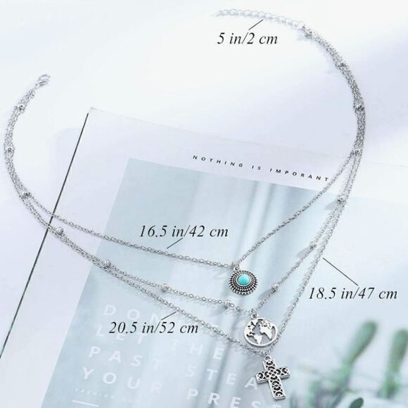 Bohemian Chic Silver Plated Layered Necklace - Vintage Inspiration - Picture 5 of 13